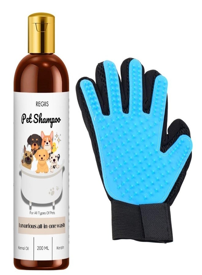 Regiis Pet Shampoo with Grooming Glove, All-in-One Wash with Kernal Oil and Keratin, 200 ml(Pack of 2) - Image 1